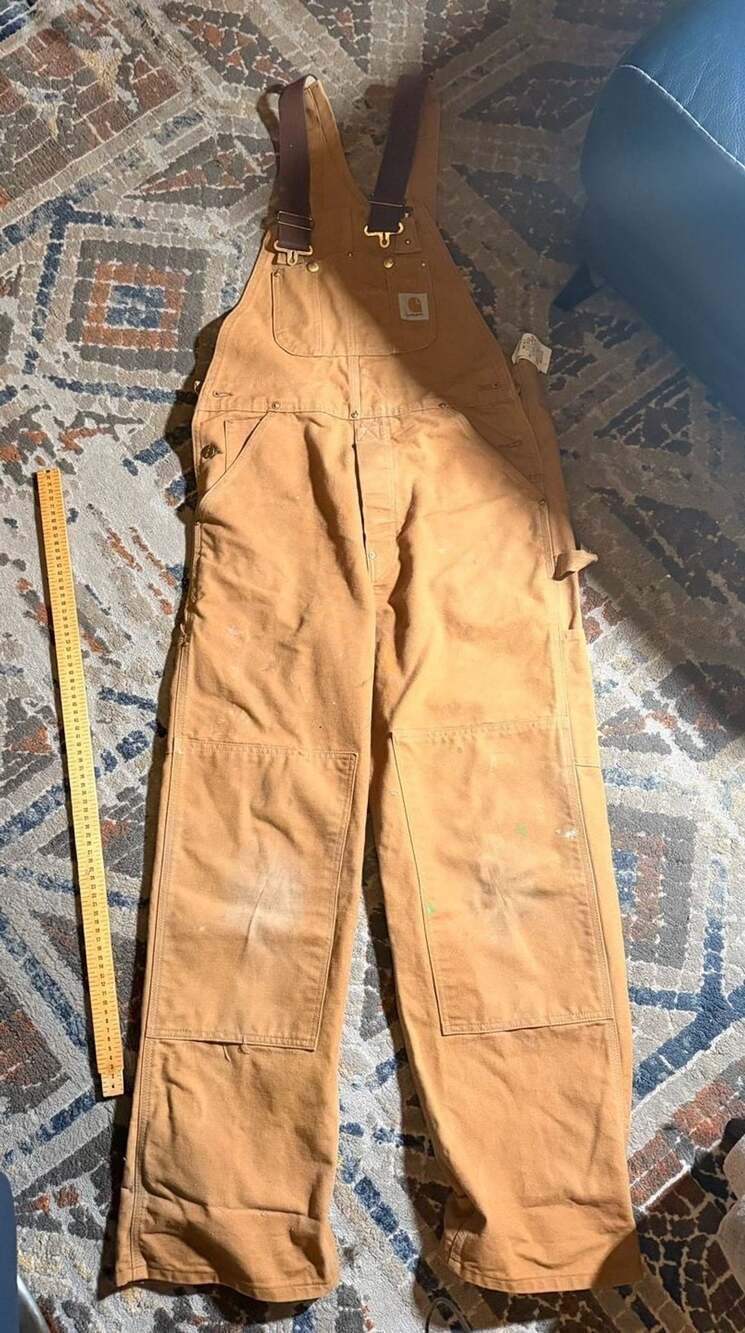 Carhartt R01 BRN Bib Overalls Size 32x30 Carhartt Brown Duck Double Knee (I)